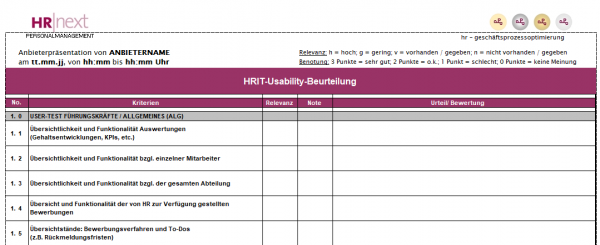 HRIT-Usability-Test für MSS-/ESS-Ansicht Führungskräfte