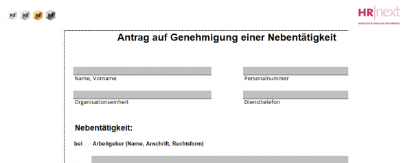 Antrag Nebentätigkeit