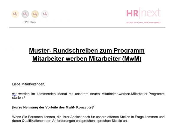 Rundschreiben Mitarbeiter werben Mitarbeiter