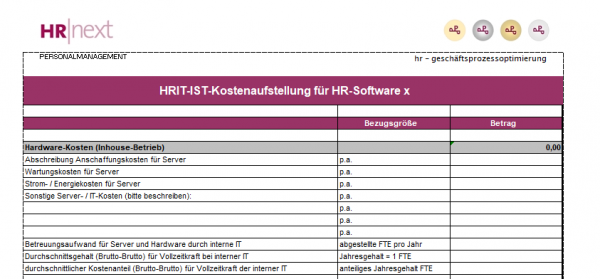 IST-Kostenermittlung für HR-Software