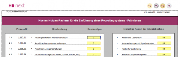 Kosten-Nutzen-Rechner für Recruitingsysteme