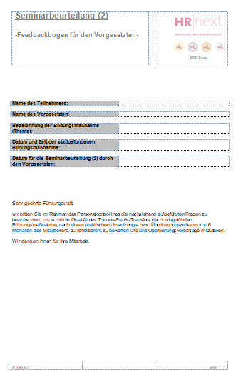 Seminarbeurteilung für Führungskräfte