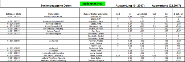 Stellenplan-Lösung für Excel