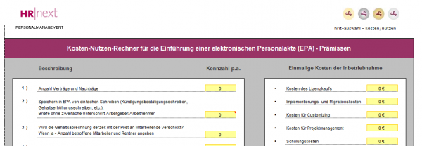 Kosten-Nutzen-Rechner für elektronische Personalakten