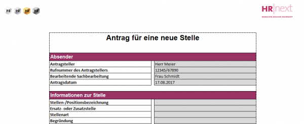 Formular Antrag Neue Stelle