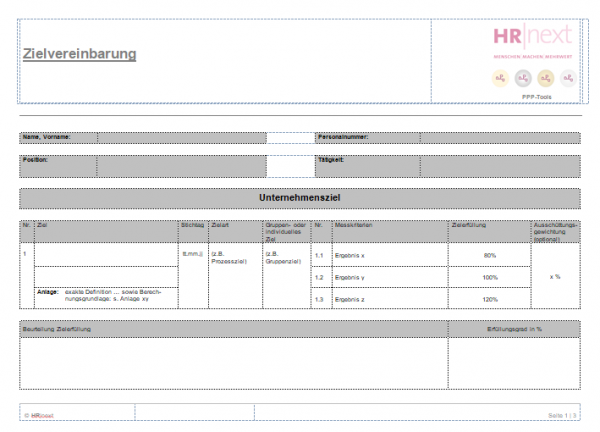 Zielvereinbarungsformular